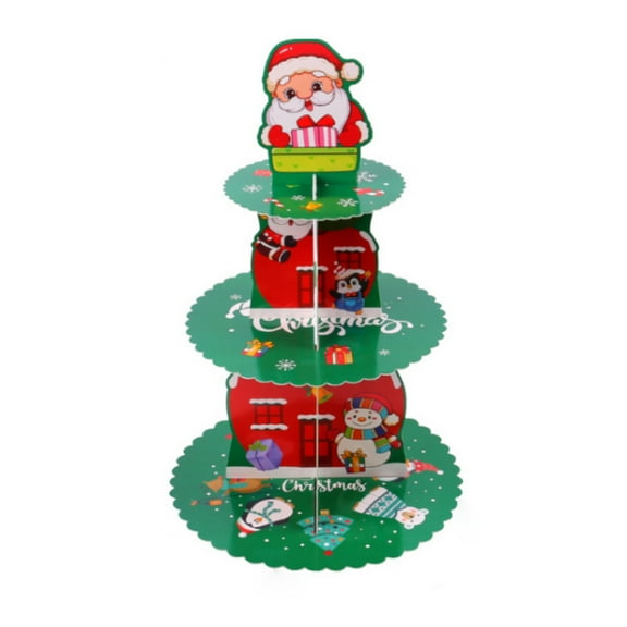 3 Tier Cupcake Stand, Christmas Cupcake Tower Stand, Premium Cupcake Holder for Christmas Birthday, Pastry, Cady, Weddings, Parties,  Green