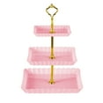thumbnail image 1 of 3 Tier Cupcake Stand Holder, Plastic Cup Cake Stand Tower with Tiered Serving Tray for Cupcakes, Donuts, Fruits and More Pink, 1 of 6