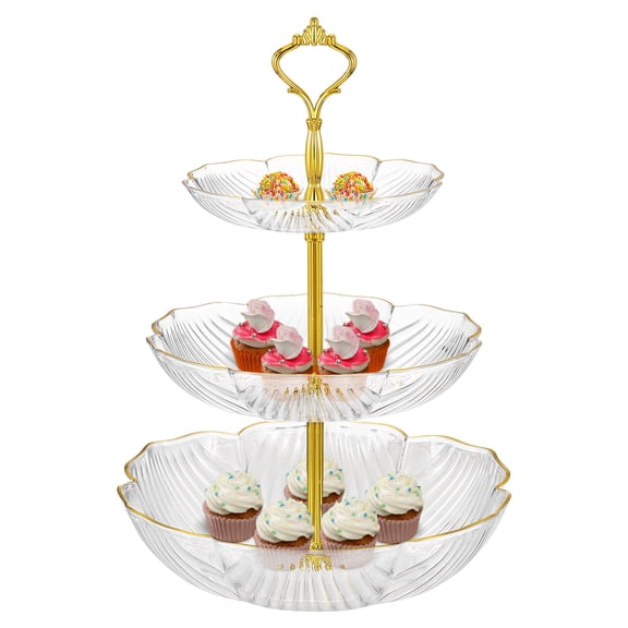 3-Tier Cupcake Stand Holder, Plastic Tiered Dessert Tower Stand, Clear