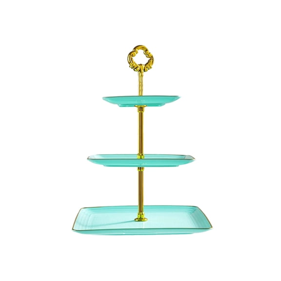 3-Tier Cupcake Stand with Rim | Tiered Serving Tray Tower for Desserts, Appetizers, and Snacks | Plastic Rectangular Display Stand for Tea Parties, Baby Showers, and Weddings | Stackable Storage