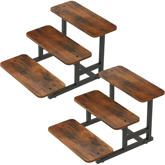 3 Tier Cupcake Stand Set of 2 Rustic Brown Stepped Dessert Display for Wedding Party Farmers Market