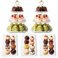 thumbnail image 1 of TINANA 5 Pack Dessert Table Display Set, 3-Tier Cupcake Stands & 3 Rectangular Serving Trays, White Plastic Cupcake Tower for Birthday, Baby Shower & Wedding, 1 of 6