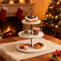 3 Tier Cupcake Stand, Wood Tiered Serving Tray Cupcake Tower, Serving Stand Display Dessert Cookie Candy Buffet Holder for Home Christmas, Tea Party, Wedding, Farmhouse Decor, Kitchen Decor