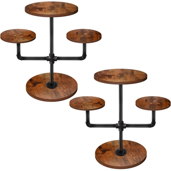 3 Tier Cupcake Tower Wood Cake Stand with Tiered Tray Stand 2 Pack Rustic Dessert Table Display Set Farmhouse Risers Display Stand Serving Trays for Party Farmers Market Decor