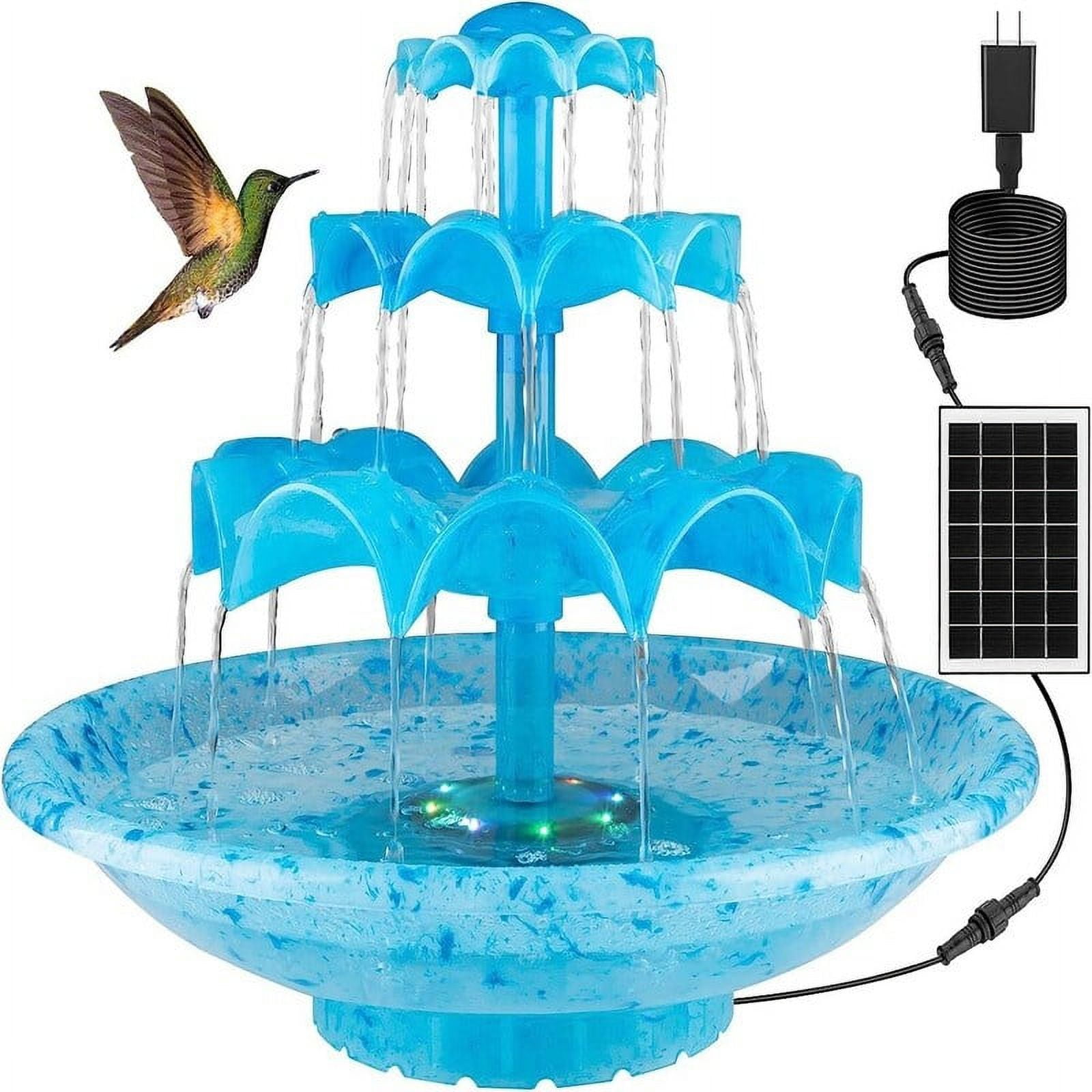 3 Tier DIY Solar Fountain Bird Bath Blue - Walmart.com