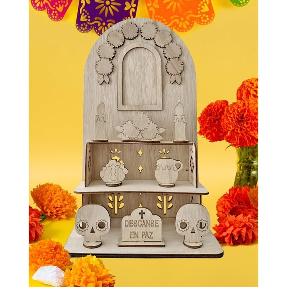 3-Tier Day of the Dead Altar With 8 Accessories Mini Ofrenda Shadow Box Decor Halloween Thanksgiving Christmas