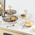 thumbnail image 1 of 3-Tier Decorative Serving Stand | Clear Plastic Dessert Display Tray for Home & Party | Stackable Cake Fruit Candy Appetizer Holder with Heavy-Duty Base | White or Black | 26x25x20.5cm/10.2x9.8x8in, 1 of 6