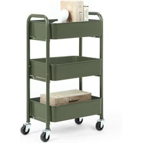 3-Tier Delicate Compact Rolling Metal Storage Organizer - Mobile Utility Cart Kitchen/Under Desk Cart with Caster Wheels