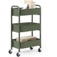 thumbnail image 1 of 3-Tier Delicate Compact Rolling Metal Storage Organizer - Mobile Utility Cart Kitchen/Under Desk Cart with Caster Wheels (ARMY, Compact (15.5" X 26.8" X 10.27")), 1 of 13
