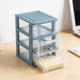 thumbnail image 1 of 3-Tier Desktop Drawer Organizer, 6.10x4.13x9.06in Transparent Plastic Storage Box, Dustproof Multi-Purpose Container for Office Cosmetics Stationery, Blue, 1 of 6