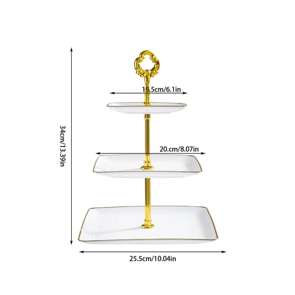 3-Tier Dessert Stand, Fruit Platter with Pull Ring Handle for Cupcakes, Appetizers, Stackable Storage for Home Tea Party (10.04x8.07x6.1in)