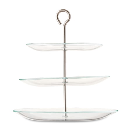 12.87″ X 13″ GLASS 3-TIER DESSERT STAND, BY...