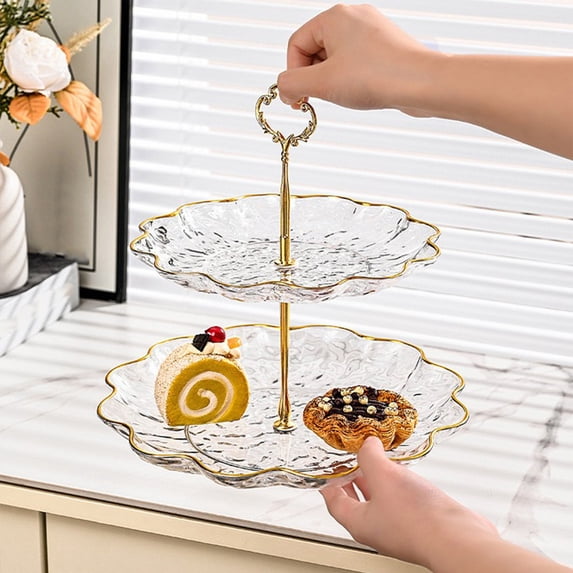 3-Tier Dessert Stand, Heavy Duty Plastic Serving Tray for Party Wedding Display, Snack Fruit Appetizer Cupcake Holder, Table Centerpiece Decor
