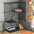 thumbnail image 1 of TeqHome 3-Tier Detachable Cat Cage Metal Cat Playpen Cage with 3 Doors 2 Ladders Large Cat Kennel for 1-2 Cats - 28.15"L x 13.97"W x 42.12"H, Black, 1 of 10