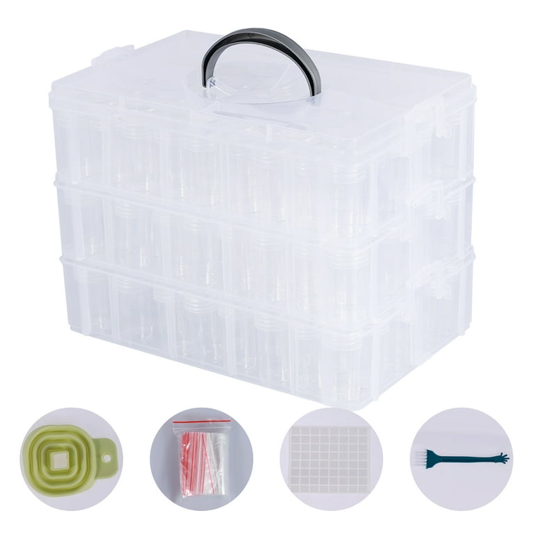 3-Tier Diamond Painting Storage Container 150 Slots Beads Storage Organiser  Stackable Crafts Case Organizer Portable Diamond Art Storage Box with Zip  Bags Funnel Brush Labels for DIY Art Crafts 