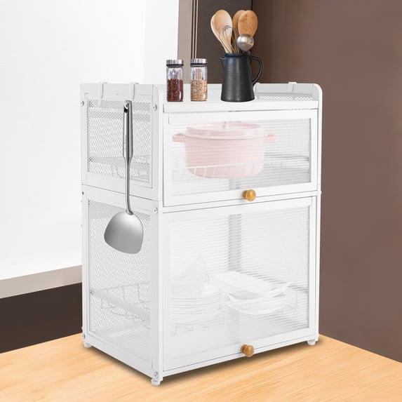 Kitchen Disc Rack 3 Tier Dish Drying Rack with Cover, Kitchen Counter Storage Organizer ...