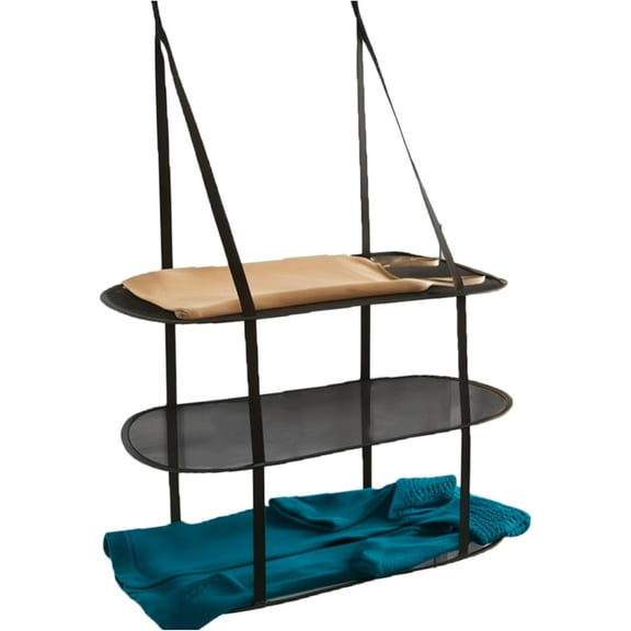 3 Tier Over The Door Folding Drying Rack |for Clothing, Sweater, Garment, and Room Organization| Dryer Racks for Laundry Perfect for Small Spaces, Apartments, Dorm Rooms, and Bathrooms|Black