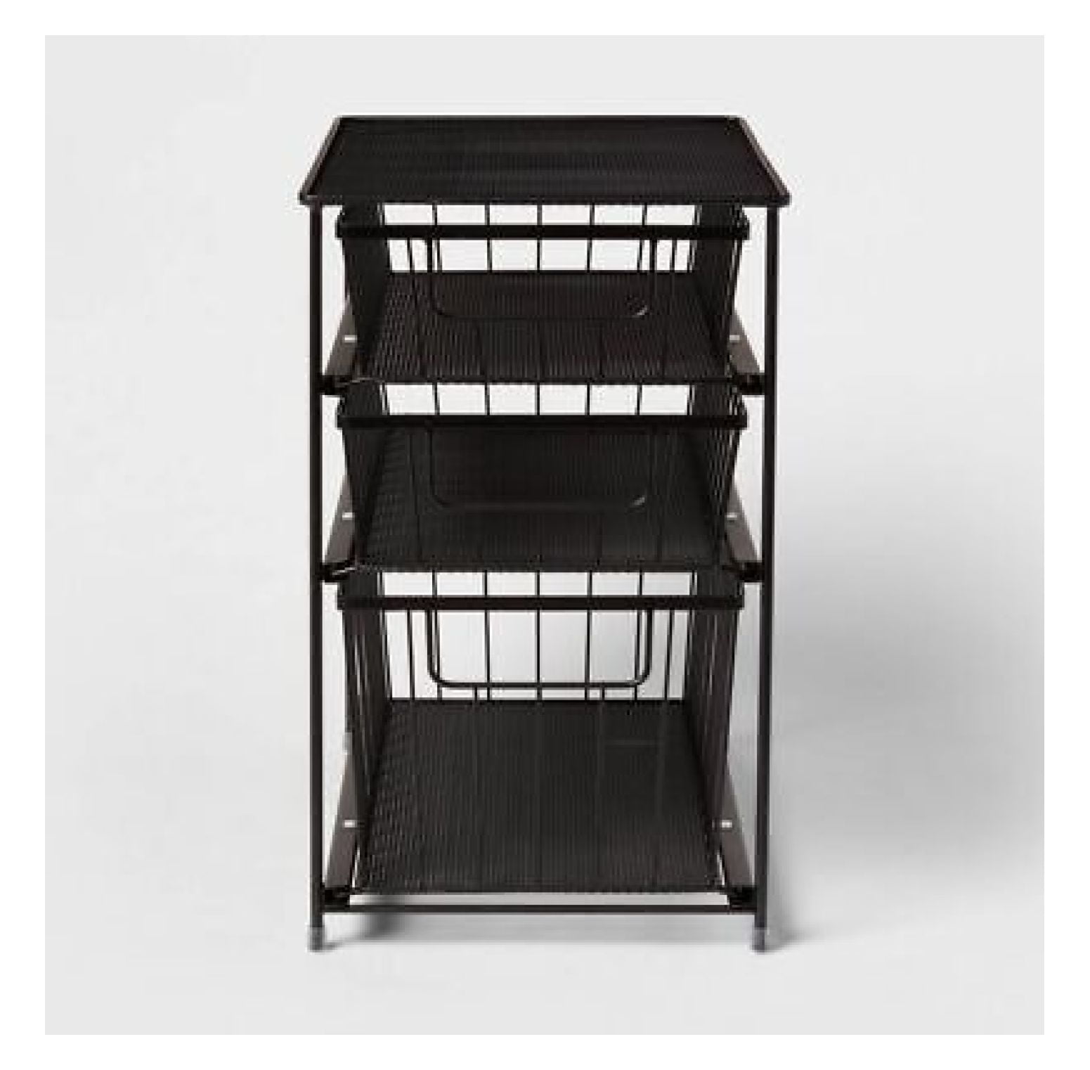 Matte Black 3-Tier Steel Drawer Organizer