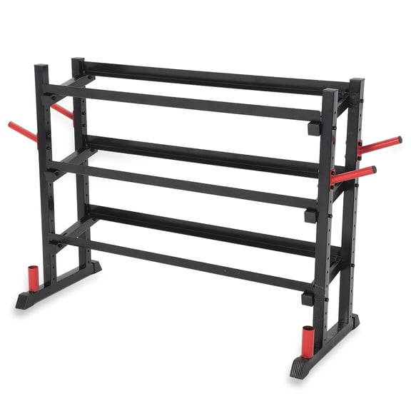 3-Tier Dumbbell Rack, 1300 lbs Capacity Weight Stand for Home Gym, Heavy-Duty Organizer for Dumbbells Kettlebells Barbells, Black & Black Red