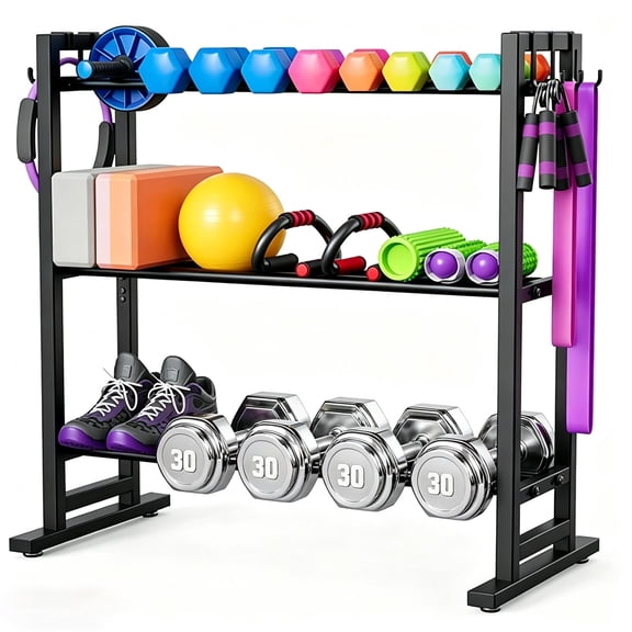 Gijjgole 3 Tier Adjustable Dumbbell Rack-Heavy-Duty 450LB Capacity Weight Storage Stand for Dumbbells, Space-Saving Weight Rack for Home Gym Organizer (Rack Only)