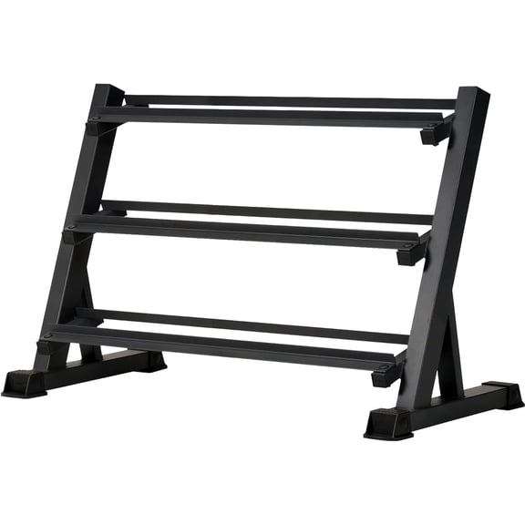 3-Tier Adjustable Dumbbell Rack, Holds 5-50 lb Dumbbells & Barbells, 1100 lb Capacity, Steel Home Gym Storage for Weights & Bars