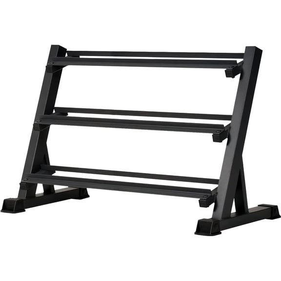 3-Tier Adjustable Dumbbell Rack, Holds 5-50 lb Dumbbells & Barbells, 1100 lb Capacity, Steel Home Gym Storage for Weights & Bars