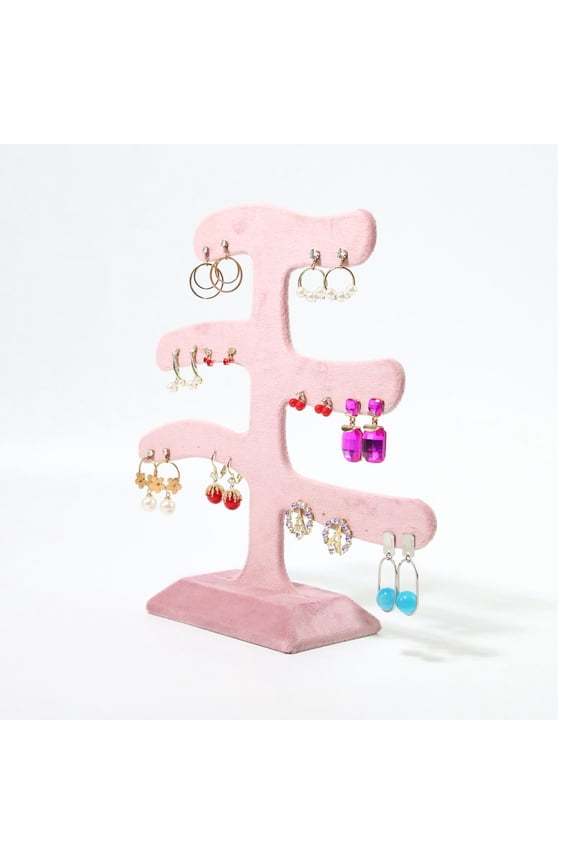 3 Tier Earrings Holder Stand, Jewelry Display Flannel Organizer Hanging Rack, for Tabletop Photography Props Dresser Showcase Shops.