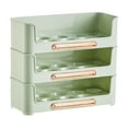 thumbnail image 1 of 3 Tier Egg Storage Box, Egg Holder for Refrigerator, Decorative Stackable Eggs Storage Container for Countertop (Green), 1 of 6