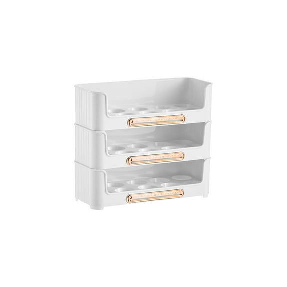 3 Tier Egg Storage Box, Egg Holder for Refrigerator, Decorative Stackable Eggs Storage Container for Countertop (White)