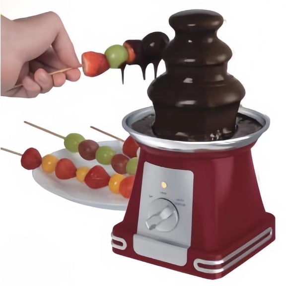 3 Tier Electric Chocolate Fondue Fountain Machine for Parties - Melts Cheese, Queso, Candy, and Liqueur - Dip Strawberries, Apple Wedges, Vegetables, and More, 1 Pcs, 9.05 Inches