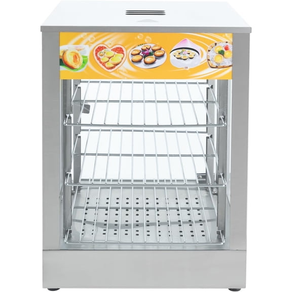 3-Tier Electric Commercial Food Warmer, 800W Food Display Warmer with Temperature Gauge, LED Lighting Food Warming Cabinet Removable Shelves for Restaurant, Buffet, Pastry Display Case