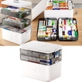 thumbnail image 1 of 3-Tier Emergency Medical Kit Storage Box (White) - Portable First Aid Organizer w/ Handle & Removable Top Tray!, 1 of 6