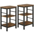 thumbnail image 1 of 3-Tier End Table,Narrow Side Table with Storage,Nightstand Shelf for Living Room Bedroom,Bedside Table for Small Spaces,Brown (1, Brown), 1 of 8