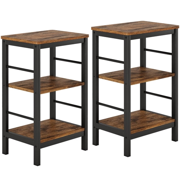 3-Tier End Table,Narrow Side Table with Storage,Nightstand Shelf for Living Room Bedroom,Bedside Table for Small Spaces,Brown (1, Brown)