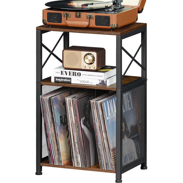 Source Solid Wood Stand With Clear Acrylic Ends Vinyl Record Storage Holder On