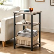 3-Tier End Table, Side Table with Open Shelves, Bedside Table for LivingRoom Bedroom Bathroom, Easy Assembly, Gray