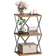 thumbnail image 1 of 3-Tier End Table Small Side Table Tall Bedside Night Stand with Storage Sofa Side desks for Living Room Bedroom Office Bathroom Small Space Rustic Brown, 1 of 14