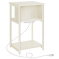 thumbnail image 1 of 3-Tier End Table with Charging Station Side Table with USB Ports and Outlets Nightstand Cream White, 1 of 5