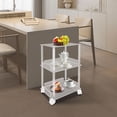 thumbnail image 1 of 3-Tier End Table with Lockable Wheels Acrylic Rolling Side Table 20kg/44.09 lbs, 1 of 10
