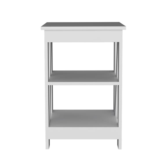 3-Tier End Table with Open Shelves, Space Saving Nightstand for Small Spaces, Engineered Wood Side Table, White