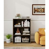 3 Tier Engineered Wood Modern Bookshelf, Wooden Book Shelf with Three Display Shelves, Open Shelf Bookcase for Bedroom, Living Room, Dark Brown