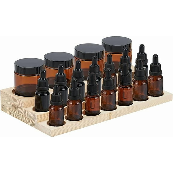 3-Tier Essential Oil Display Stand Wooden Essential Oil Organizer Tabletop Storage Rack for 5-20ml Bottles Nail Polish Compact Shelf 6.7x11.8x2 inches for DIY
