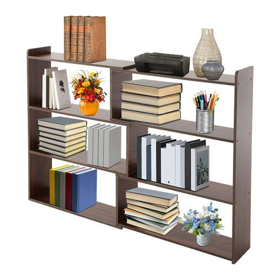 3-Tier Expandable Bookcase Open Storage Shelf Retractable Book Storage Rack