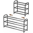 thumbnail image 1 of 3-Tier Expandable Shoe Rack,Adjustable Shoe Shelf Storage Organizer Heavy Duty Metal Free Standing Shoe Rack for Entryway Closet Doorway (Black), 1 of 4
