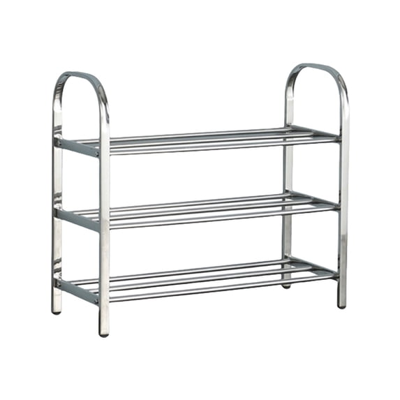 3 Tier Expandable Shoe Rack for Closet, Stainless Steel Shoe Shelf, Strong Weight Capacity Shoes Organizer, Easy to Install and Saving Space Standing Shelf with Sturdy Frame