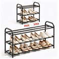 thumbnail image 1 of PLUZON Expandable 3-Tier Metal Shoe Rack, Adjustable Storage Shelf for Entryway, Closet & Hallway, Black, 1 of 7