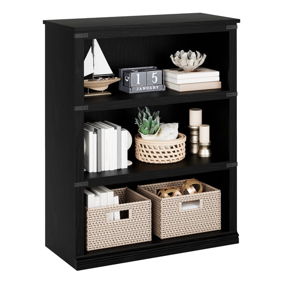 3 Tier Farmhouse Wooden Bookcase, 40" Open Display Bookshelf with Storage Shelves, Rustic Style Sturdy Book Shelf for Living Room Home Office Bedroom