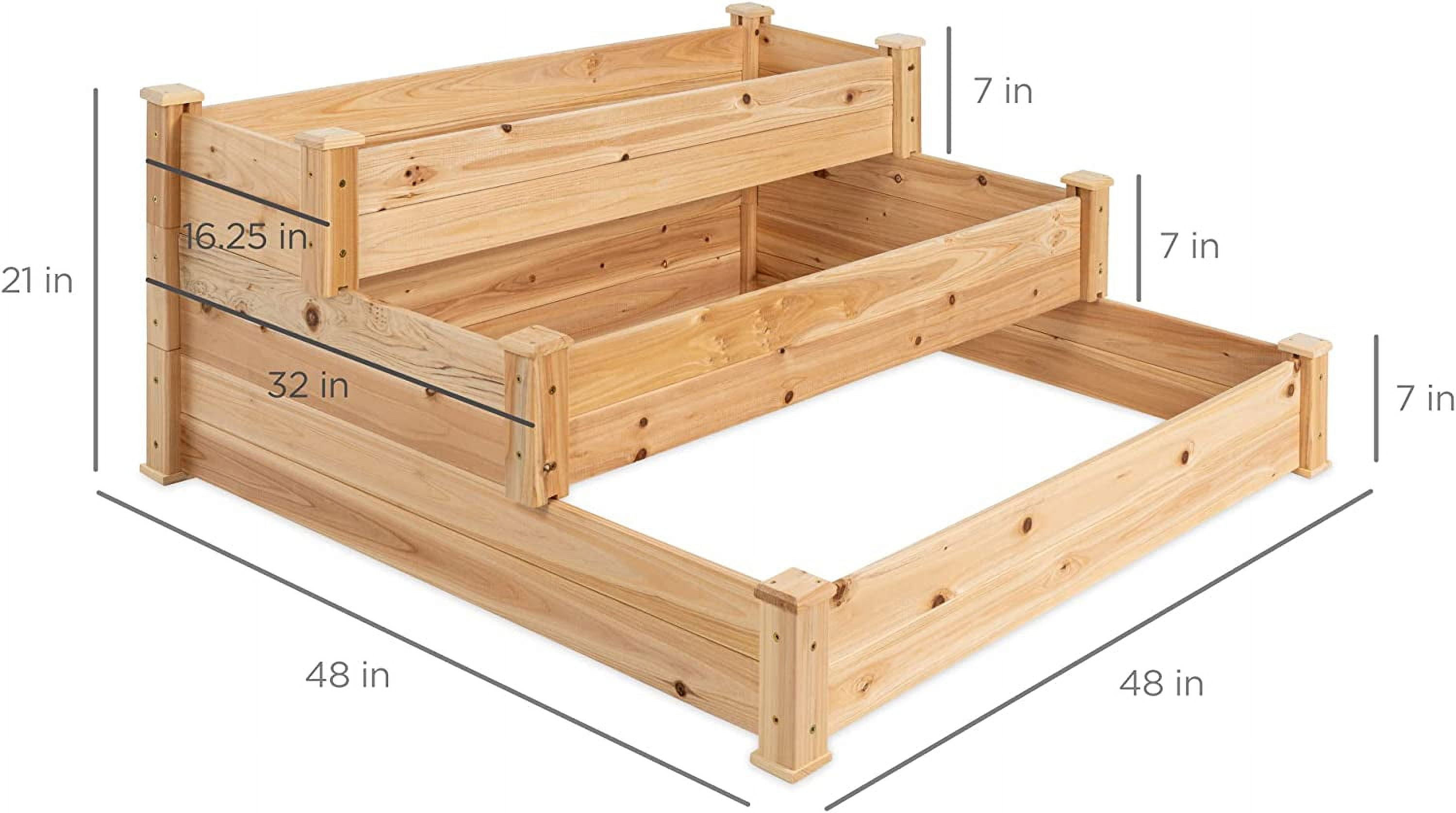 3Tier Fir Wood Raised Garden Bed Planter Kit for Plants, Herbs