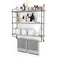 thumbnail image 1 of 3-Tier Floating Bathroom Shelves for Wall - Wood Wall Storage for Towels, Over The Toilet Storage Cabinet, Gaming Floating Shelves, Bathroom Accessories, and Home Decor (Gray), 1 of 12