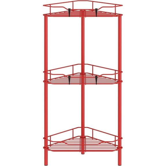 Floor Standing Corner Shower Caddy Organizer Shelf with Hooks, Bathroom Shelves Stand Rack